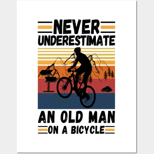 never underestimate an old man on a bicycle Posters and Art